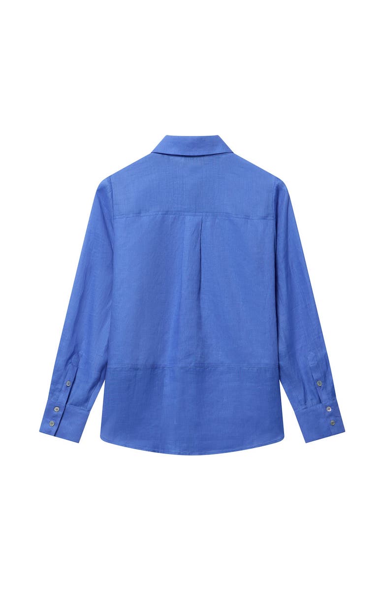 MINT VELVET Linen Sheer Panel Shirt, Alternate, color, Blue