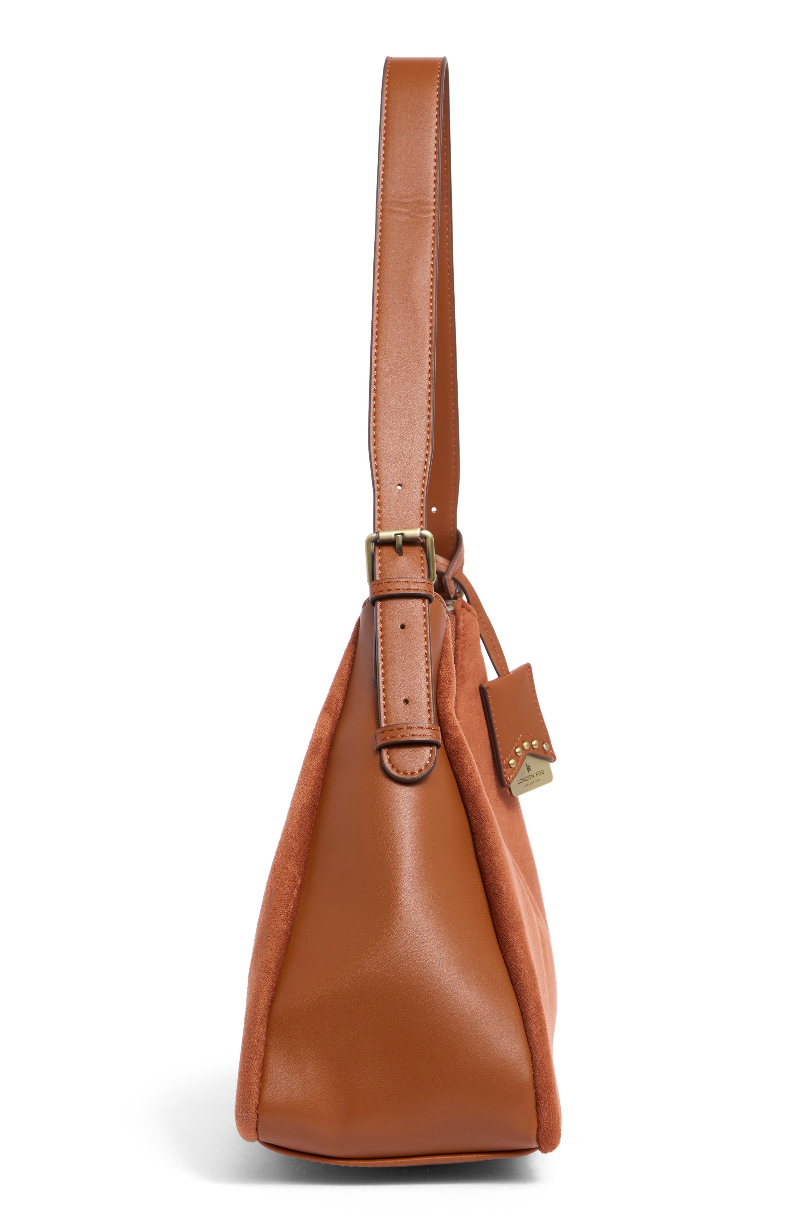 Faux Suede Shoulder Bag, Alternate, color, COGNAC