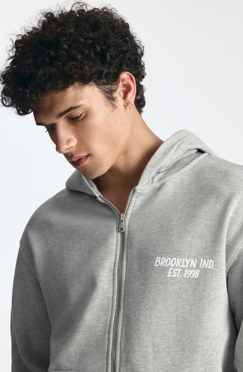 Brooklyn Industries Logo Cotton Zip Hoodie, Alternate, color, Light Grey Melange