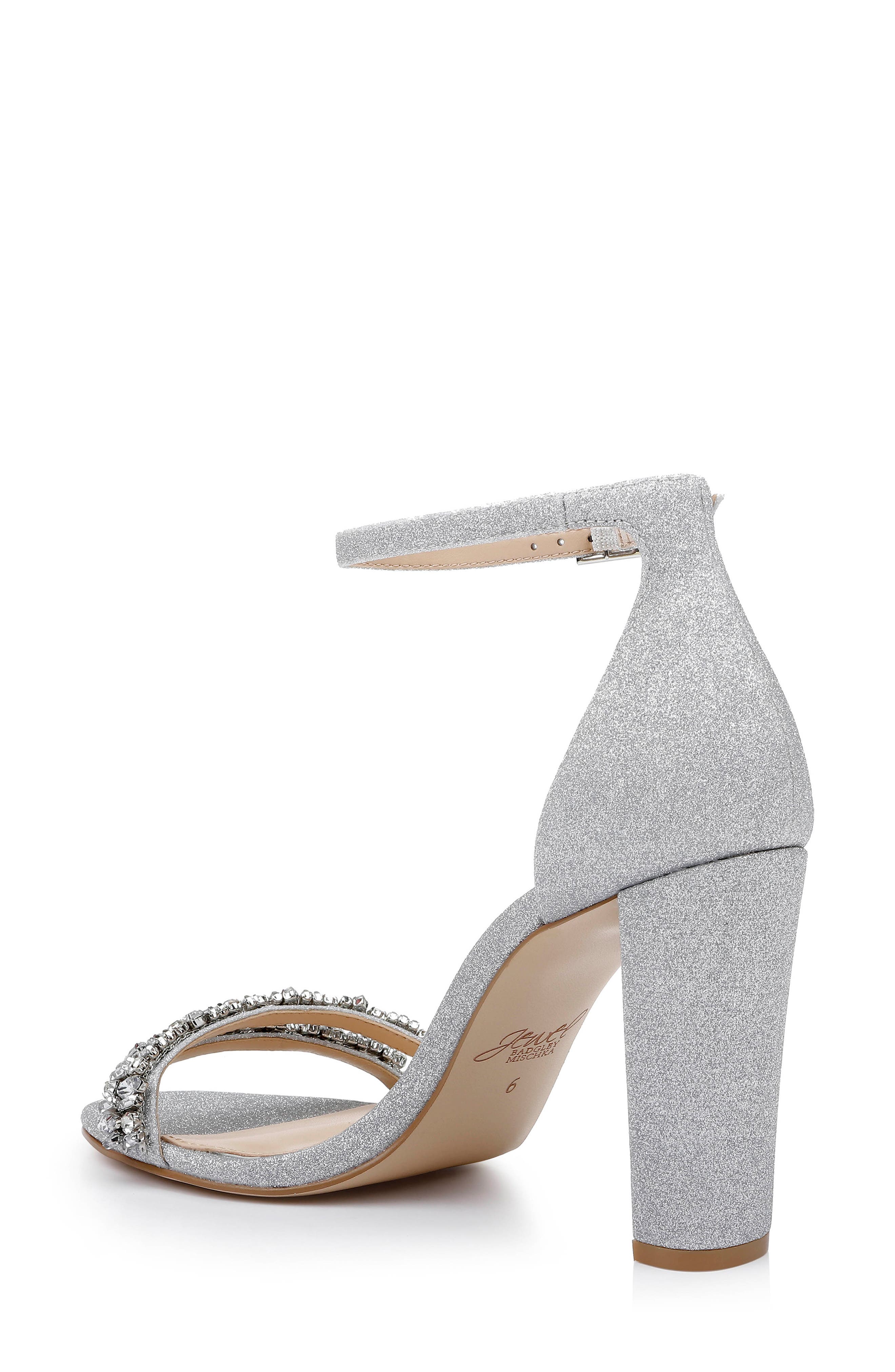 Jewel Badgley Mischka Alia Sandal, Alternate, color, Silver