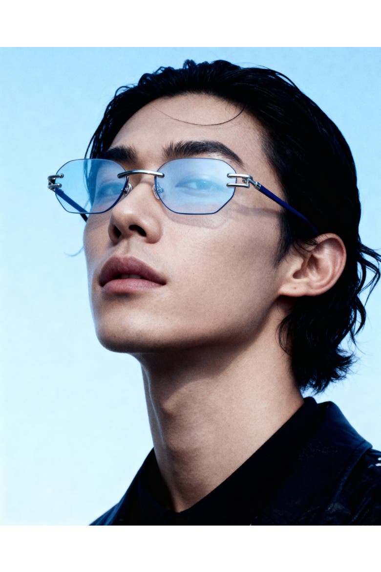 Emil 54mm Rimless Sunglasses, Alternate, color, Blue
