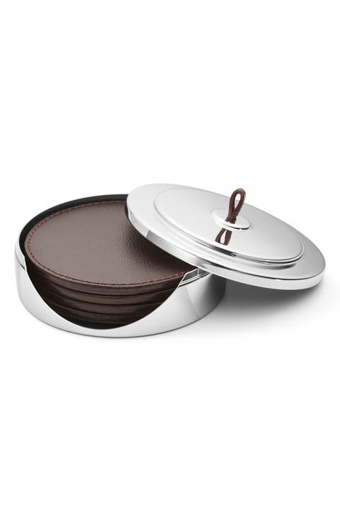 Manhattan Leather Coaster & Case Set