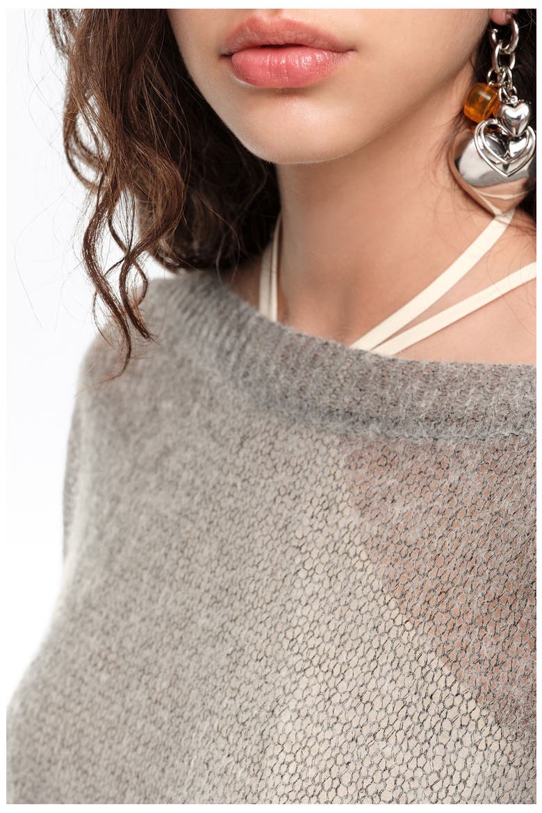 Mohair boat neck sweater, Alternate, color, MELANGE GREY