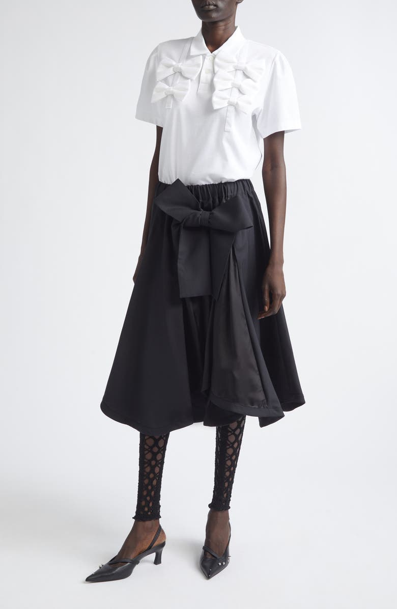 Noir Kei Ninomiya Tropical Wool Bow Skirt, Alternate, color, Black