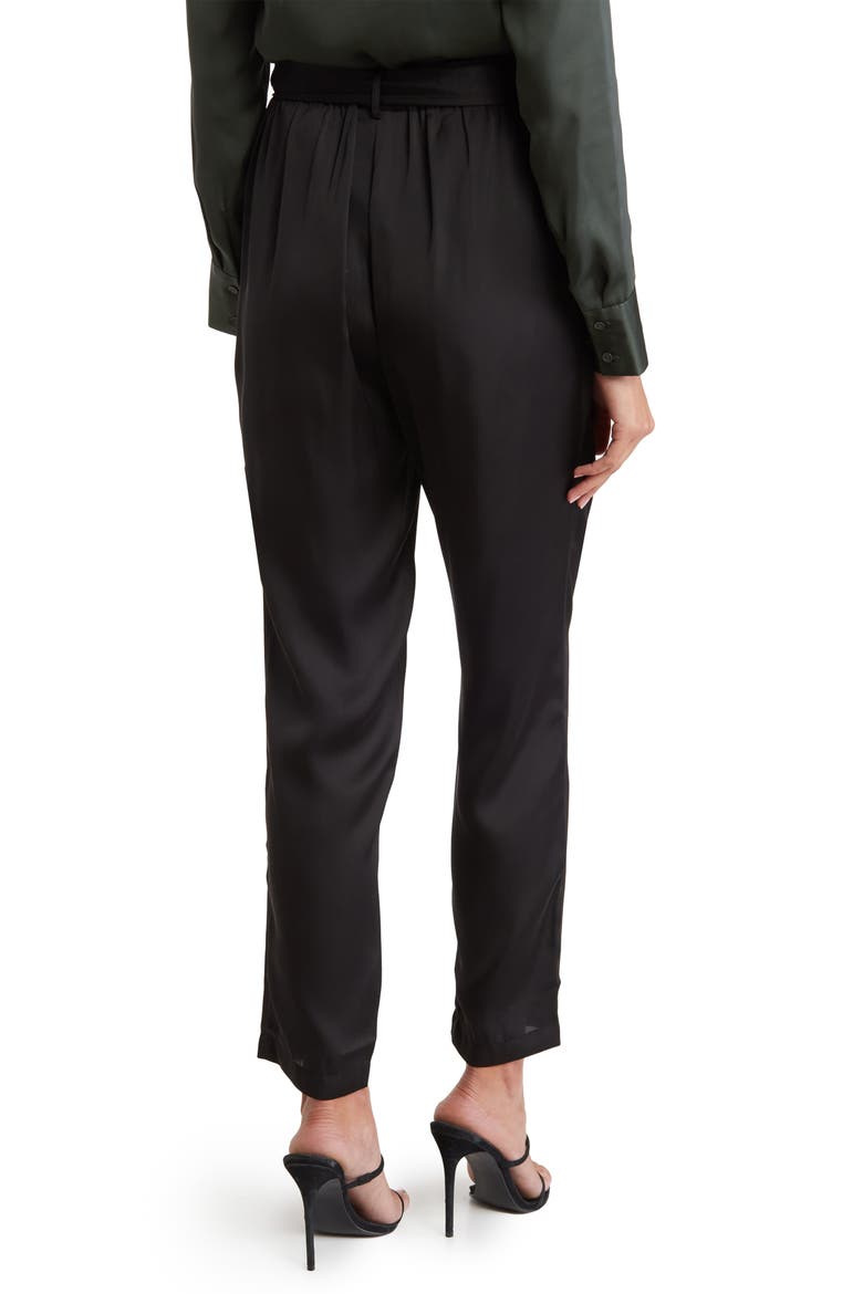 Tie Waist Satin Pants, Alternate, color, BLACK