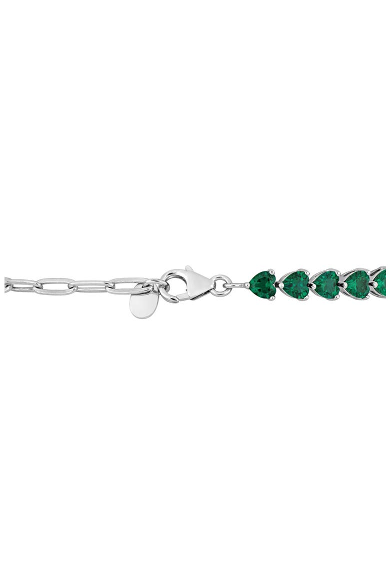 Sterling Silver Lab Grown Emerald Heart Tennis Bracelet, Alternate, color, GREEN
