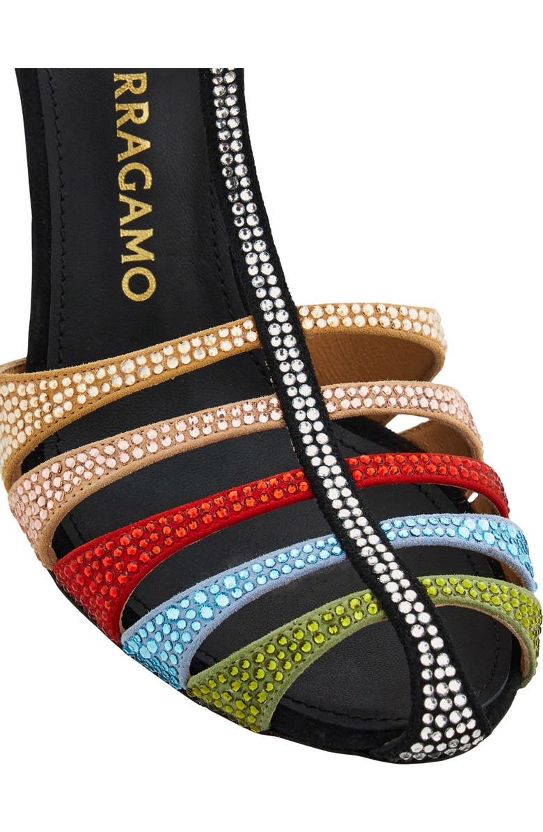 FERRAGAMO Lipa Crystal Ankle Strap Pump, Alternate, color, Nero Corn Green Washed Denim