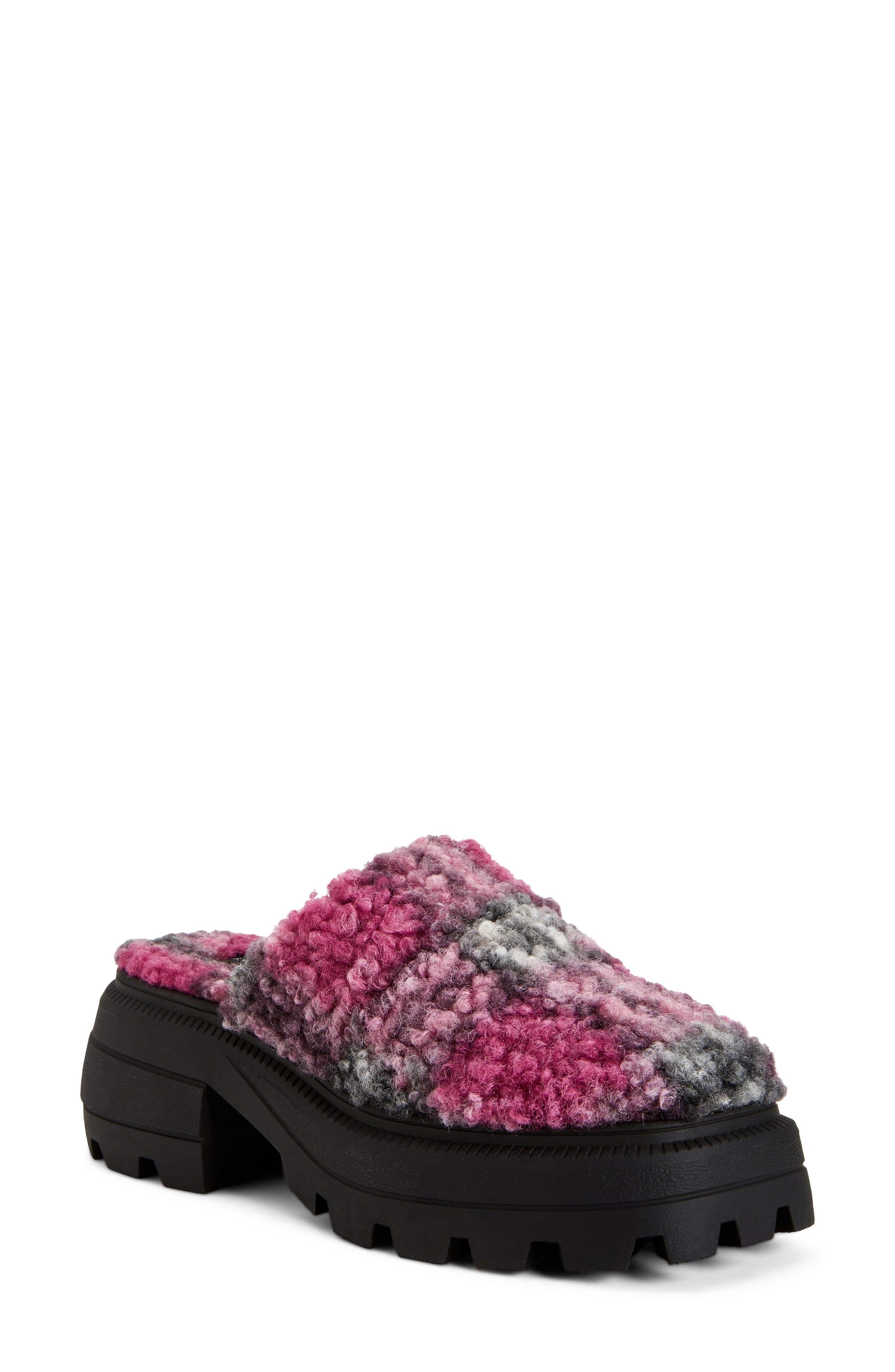 The Geli Faux Fur Combat Mule, Main, color, PURPLE MULTI