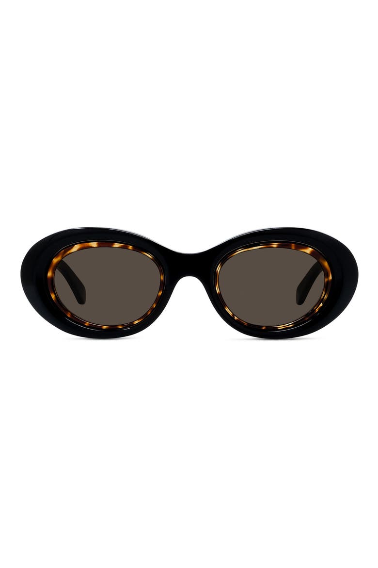Anagram 54mm Oval Sunglasses, Main, color, SHINY BLACK / BROWN