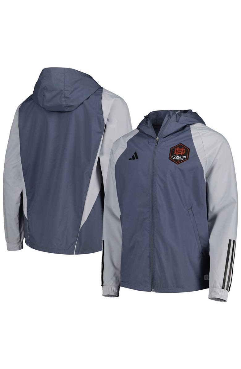 adidas Men's adidas Charcoal Houston Dynamo FC All-Weather Raglan Hoodie Full-Zip Jacket, Main, color, 