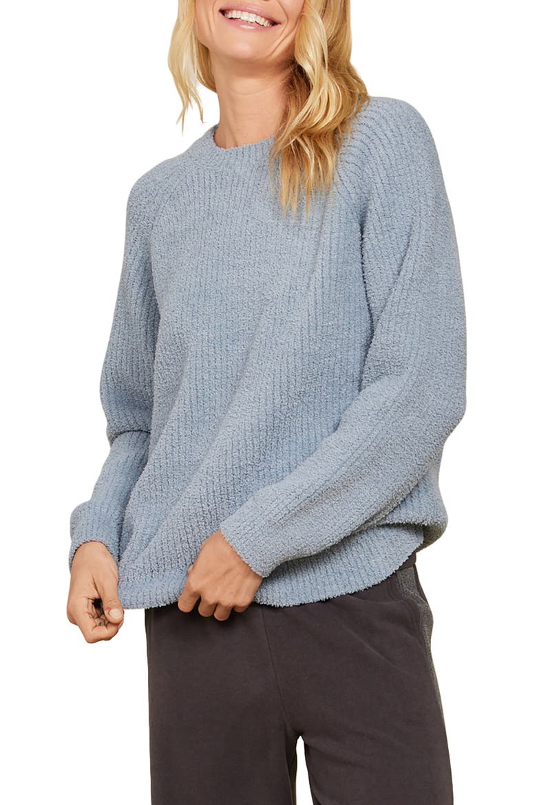 CozyChic® Rib Crewneck Lounge Top, Main, color, MOONBEAM