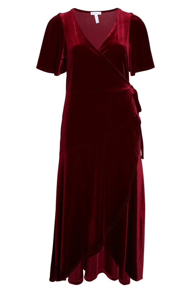 Leith Velour Maxi Wrap Dress, Alternate, color, 