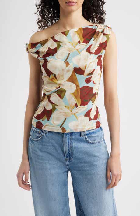 Orelia Floral One-Shoulder Top