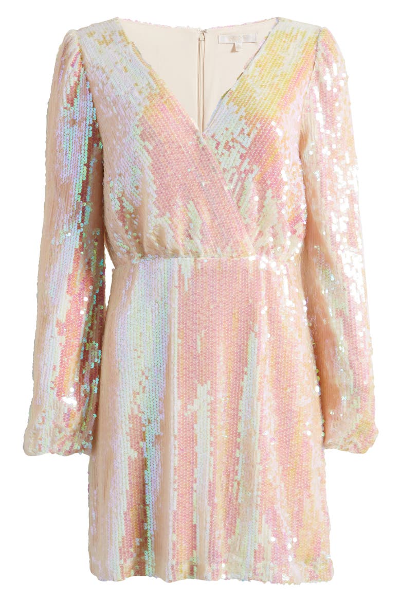 Carrie Long Sleeve Sequin Minidress, Alternate, color, OPAL SEQUIN