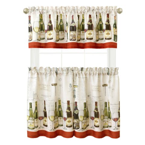 Wine Tasting 3-piece Kitchen Curtain Tier Set & Valance