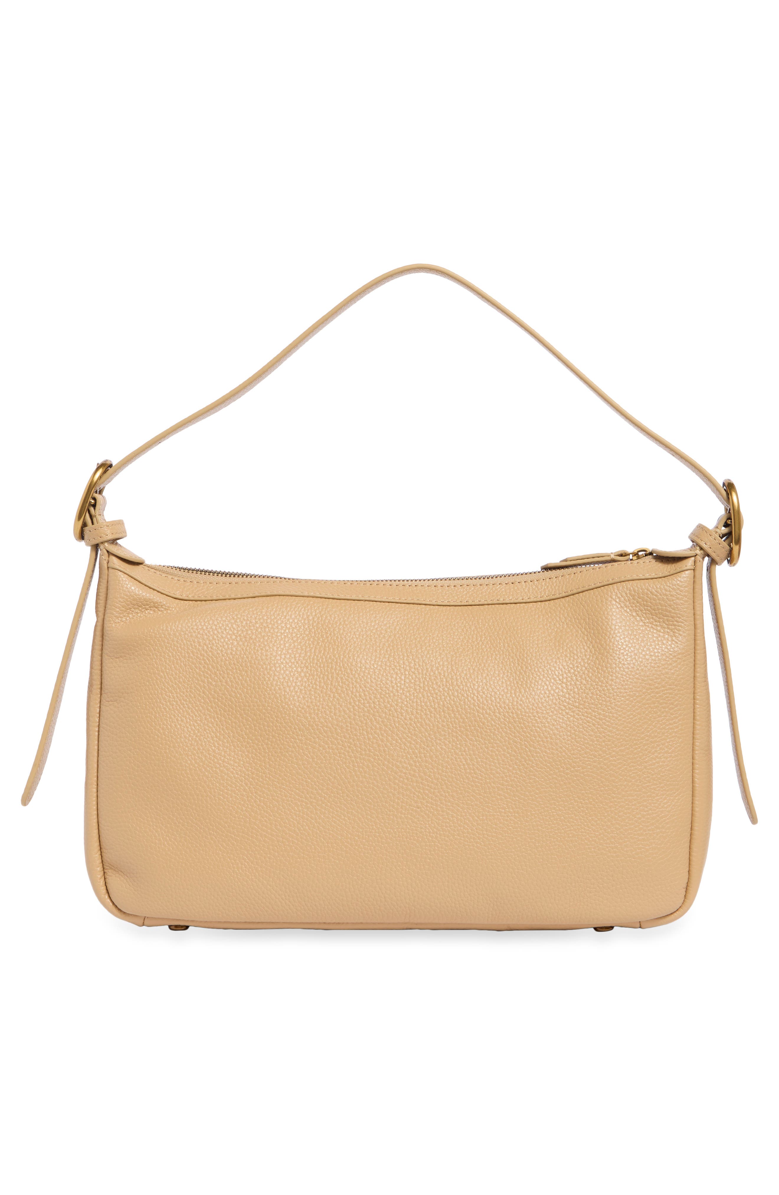Angel Soft Leather Shoulder Bag, Alternate, color, DARK BEIGE