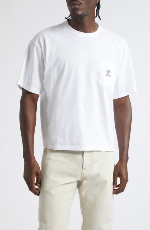 Embroidered Cotton Jersey Pocket T-Shirt
