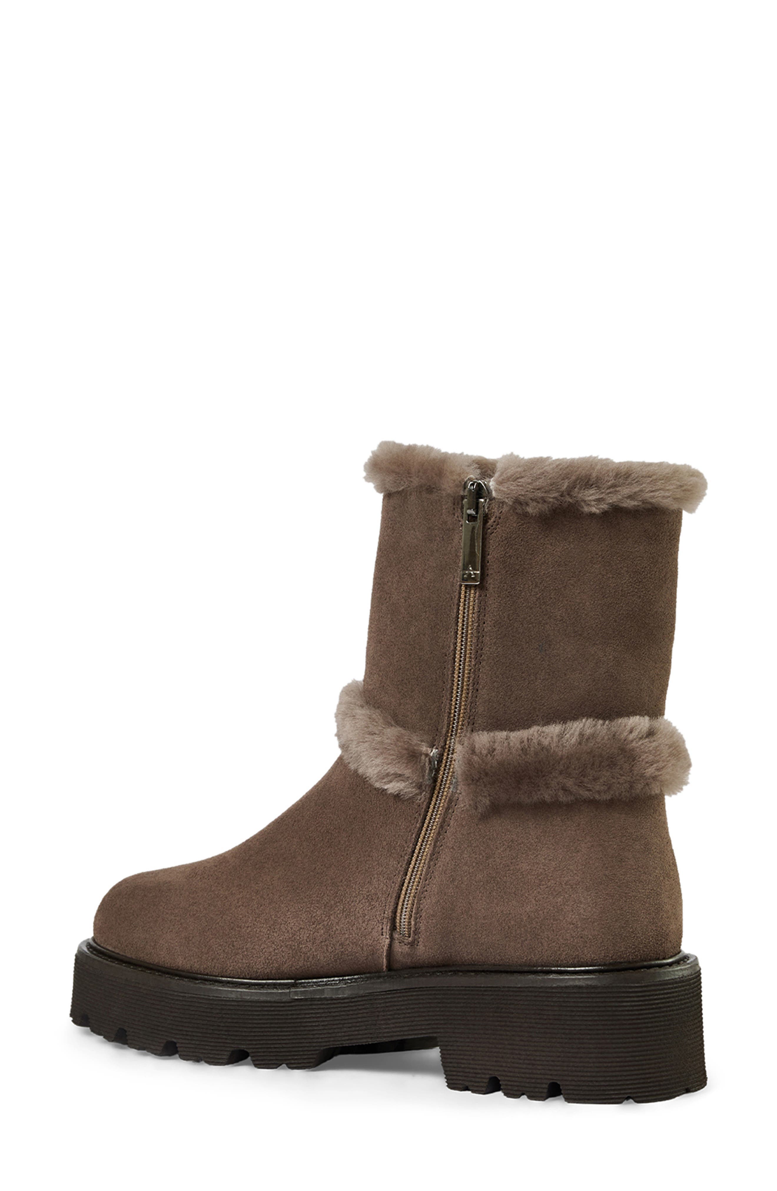 Ella Genuine Shearling Weatherproof Boot, Alternate, color, TOBACCO SUEDE