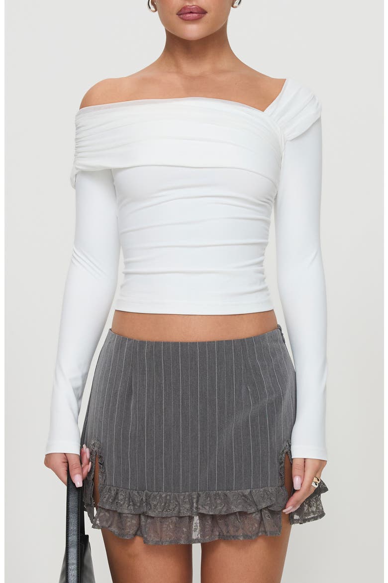 Lynsey Long Sleeve Crop Top, Main, color, WHITE