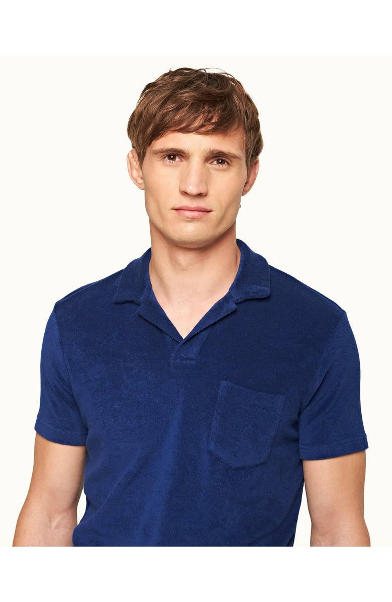 Orlebar Brown Terry Towelling Tailored Fit Towelling Polo Shirt, Alternate, color, Blue Wash