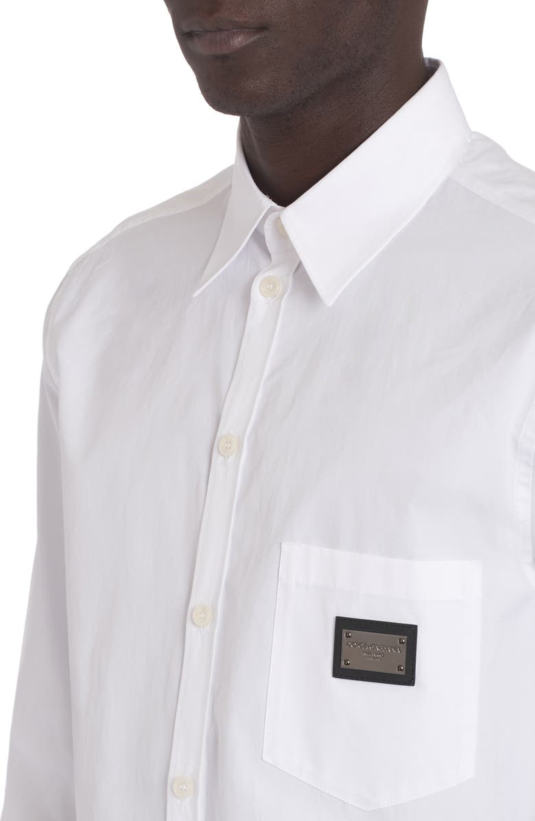 Dolce&Gabbana Essential Martini Fit Cotton Button-Up Shirt, Alternate, color, White