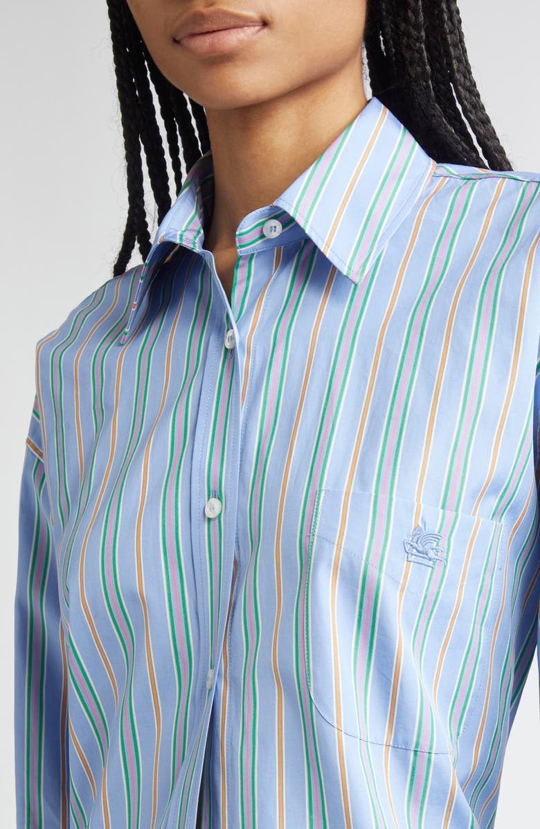 Etro Stripe Cotton Button-Up Shirt, Alternate, color,