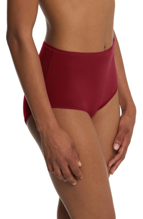 Natori Bliss Bare Cotton High Waist Brief In Red