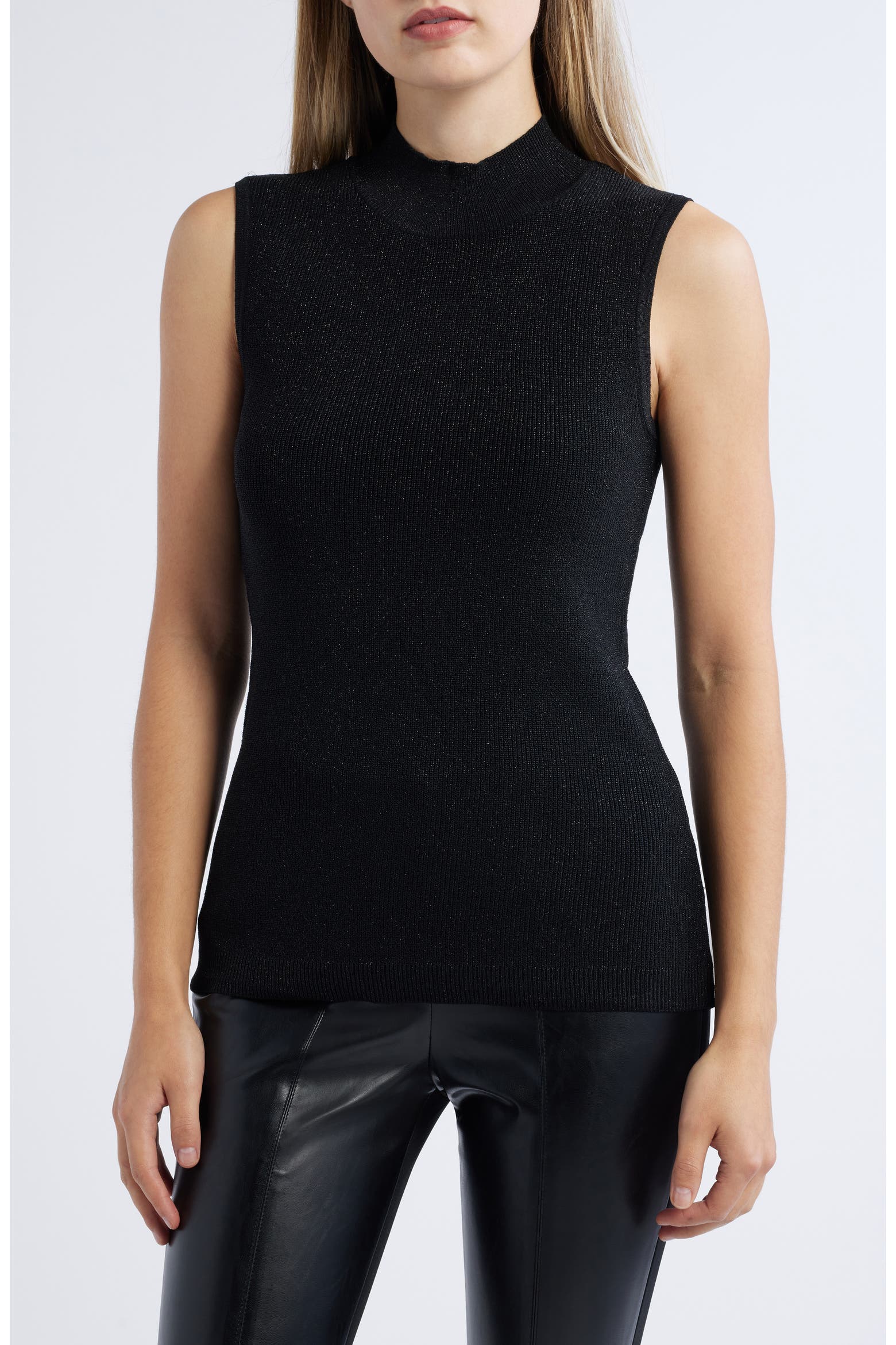 Clean In Asl Tahari ASL Metallic Sleeveless Mock Neck Sweater (Women) | Nordstromrack