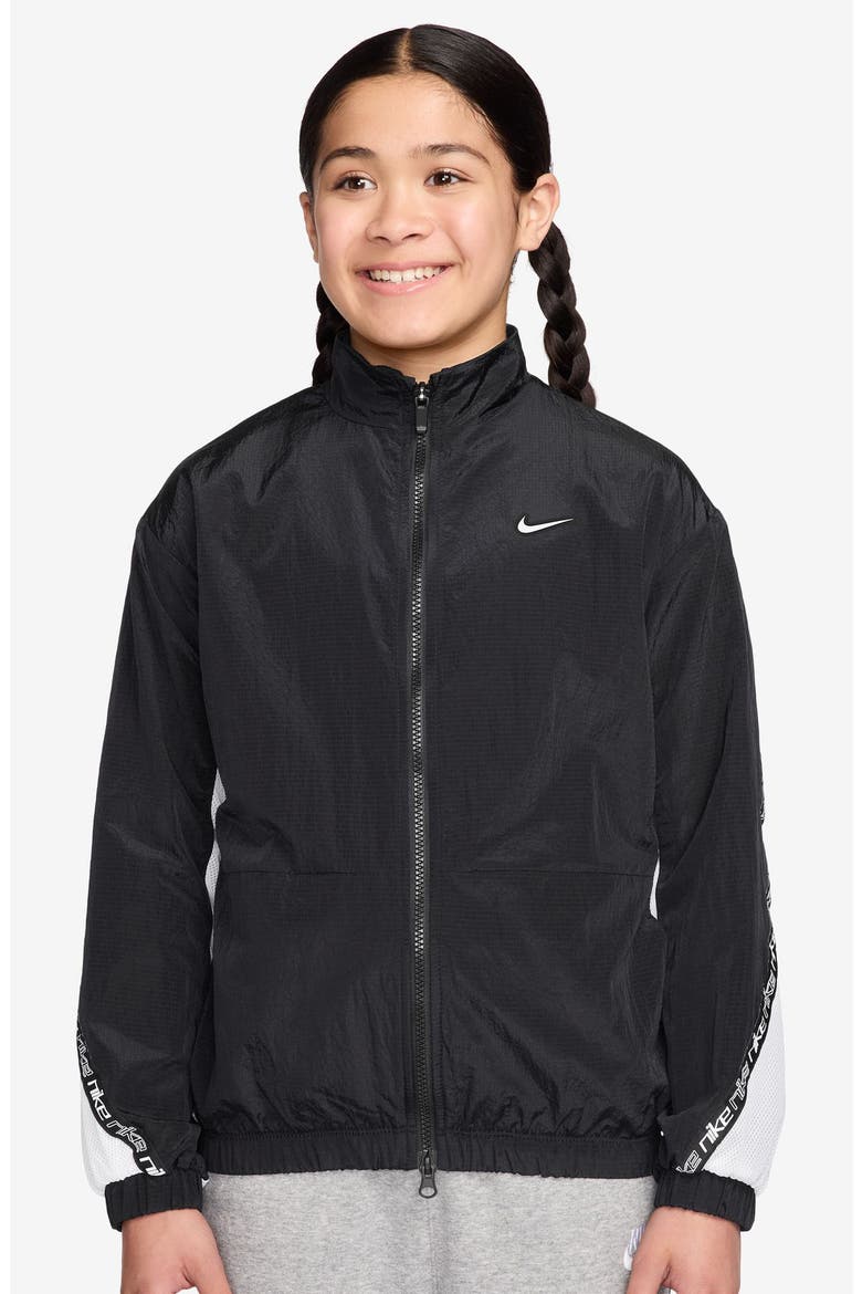 Kids' Mesh Inset Jacket, Main, color, BLACK/ WHITE/ BLACK/ WHITE