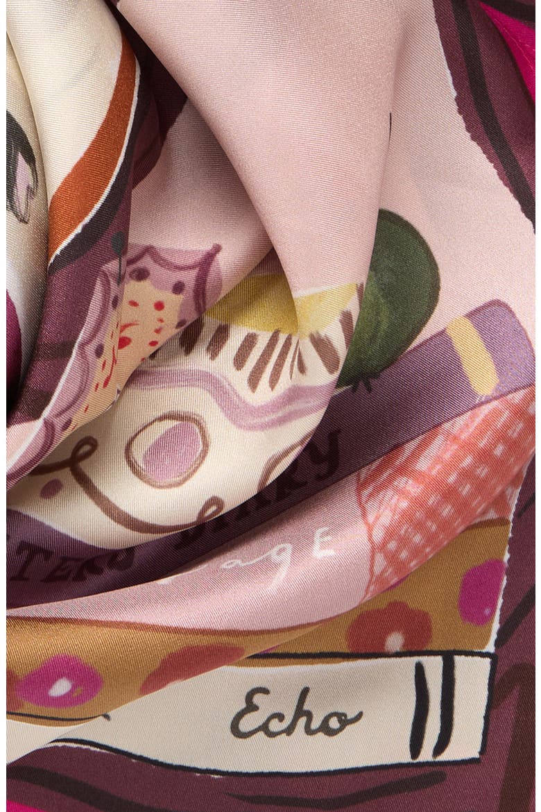 Bookworm Silk Square Scarf, Alternate, color, DUSTY ROSE