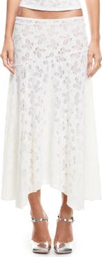 LIONESS Tidal Pointelle Asymmetric Midi Skirt