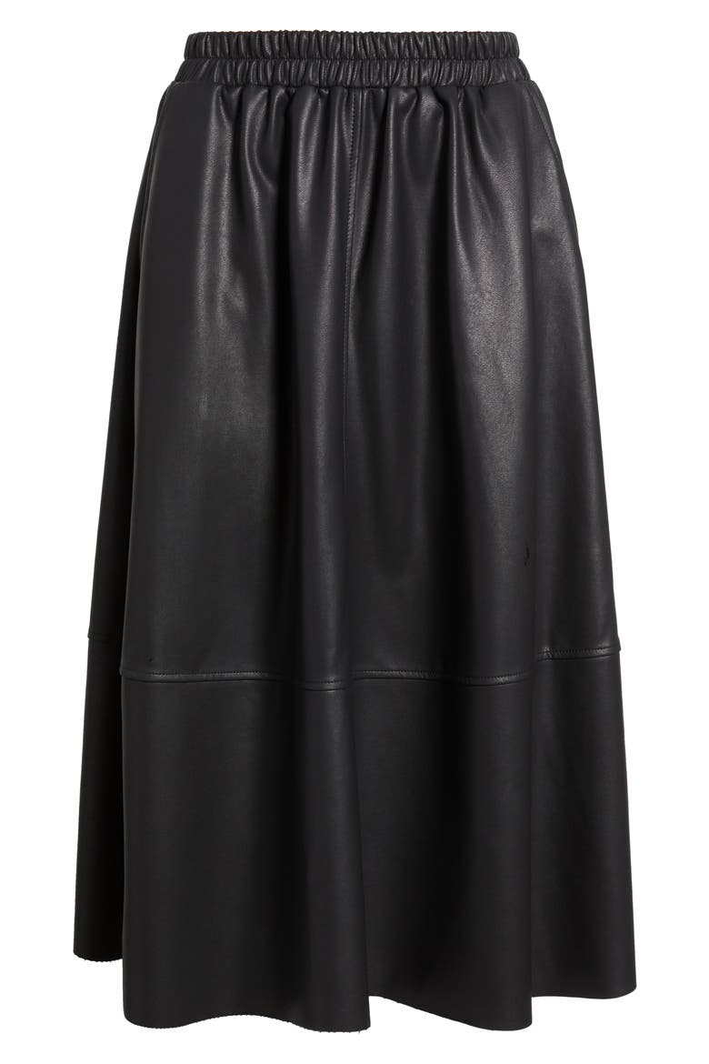 Agnes Faux Leather A-Line Skirt, Alternate, color, BLACK