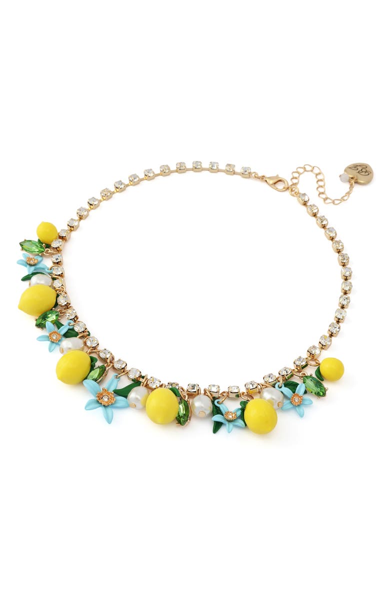 Betsey Johnson Shaky Lemon Frontal Necklace, Alternate, color, 