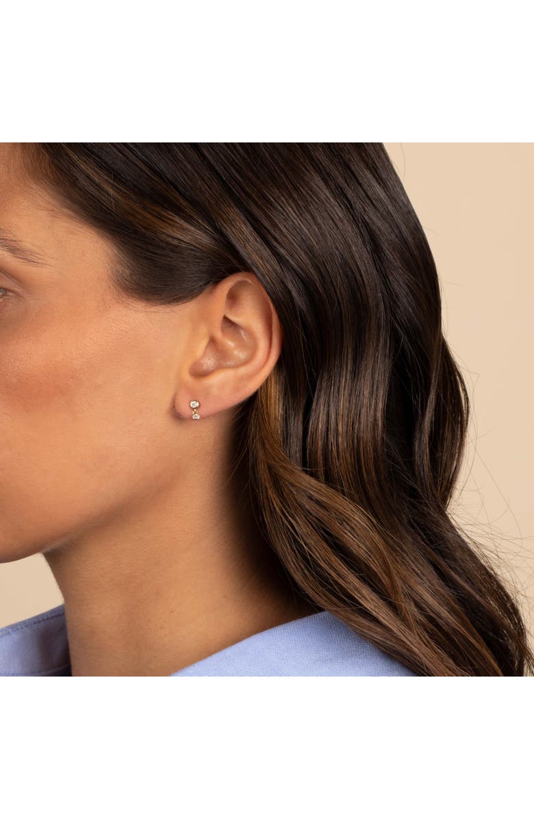 BY ADINA EDEN Diamond Double Bezel Solitaire Dangling Stud Earring 14K, Alternate, color,