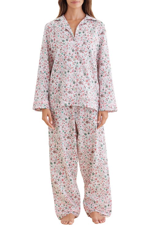 Papinelle Christmas Stars Cotton Sateen Pajamas in Berry Pink 