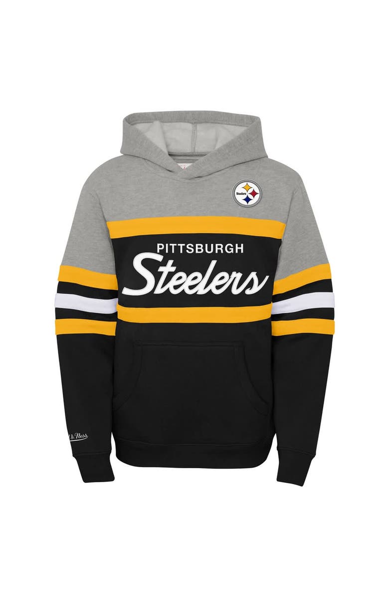 Mitchell & Ness Youth Mitchell & Ness  Black Pittsburgh Steelers Throwback Head Coach Pullover Hoodie, Alternate, color, Black