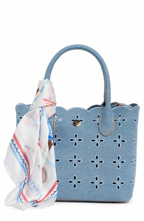 Nanette Lepore Eyelet Embroidered Denim Satchel