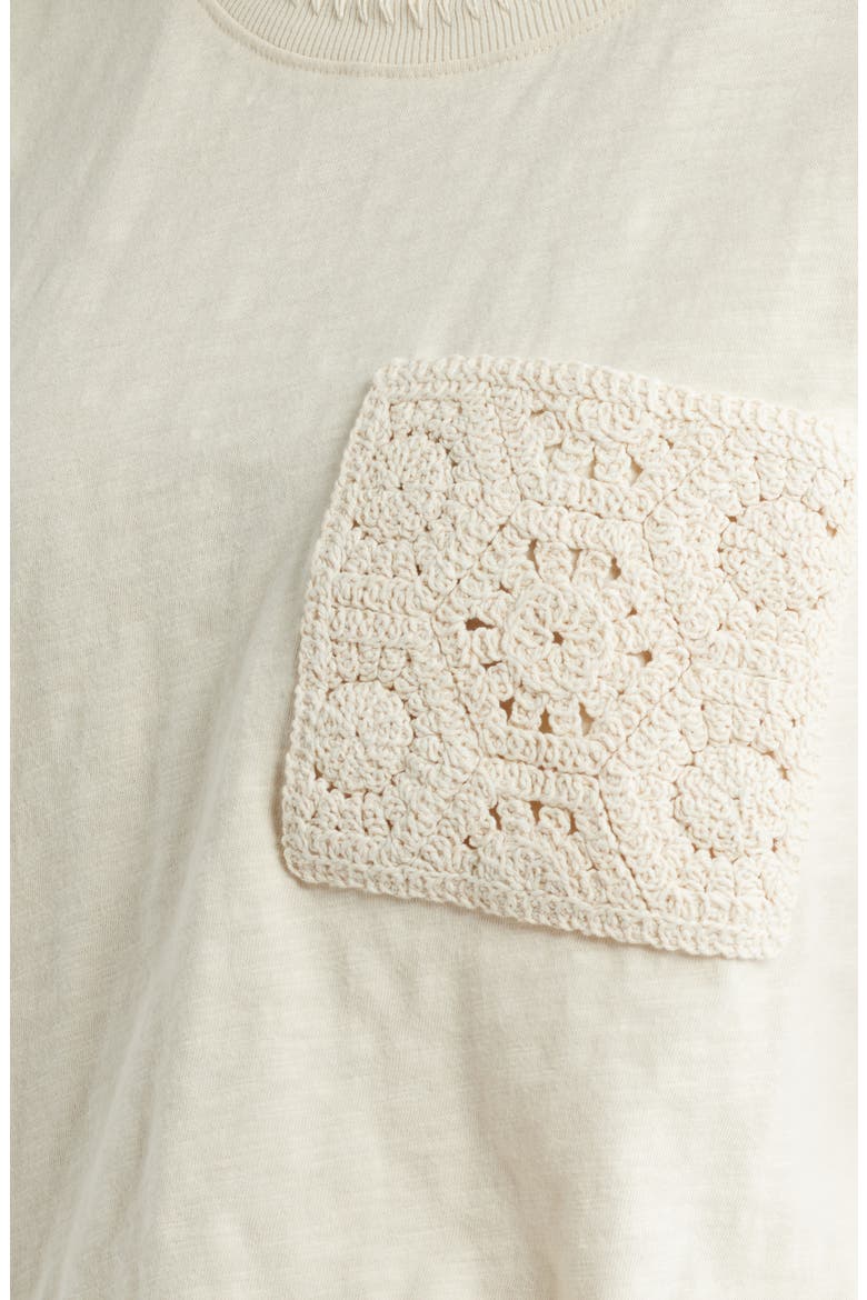 Crochet Pocket T-Shirt, Alternate, color, PARCHMENT