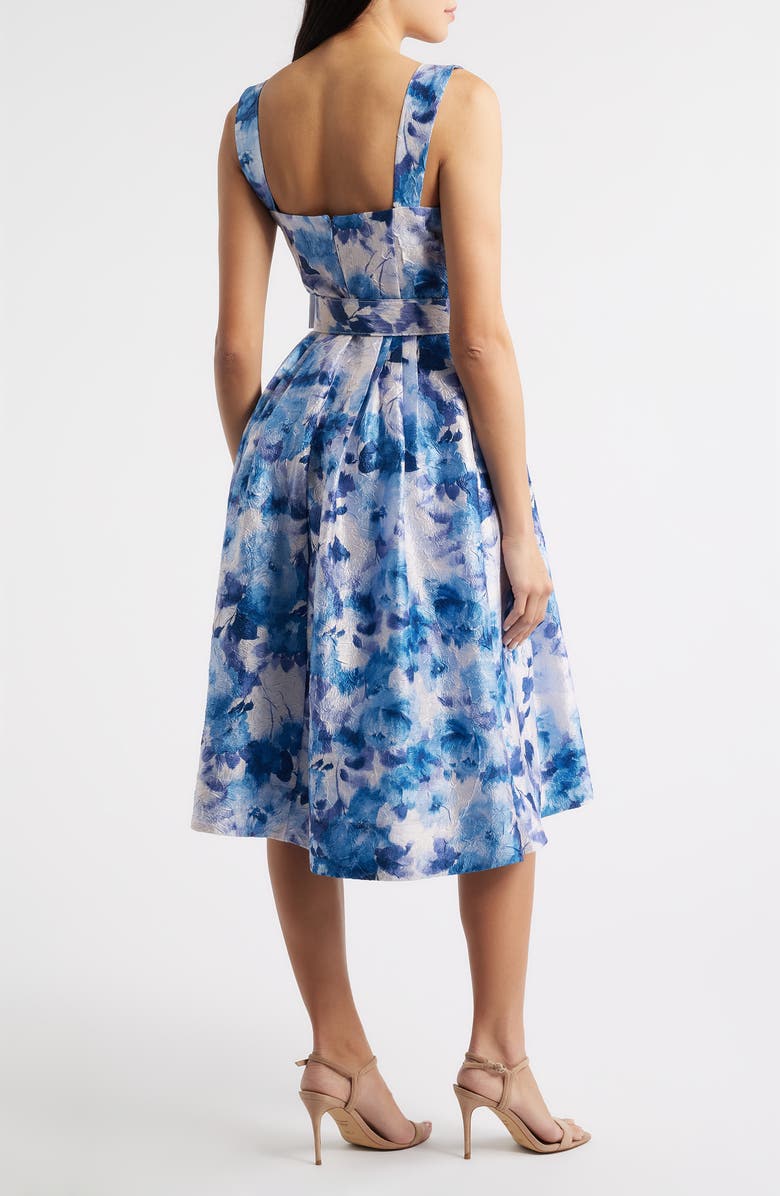 Tahari ASL Floral Crinkle Dress, Alternate, color, Blue Multi