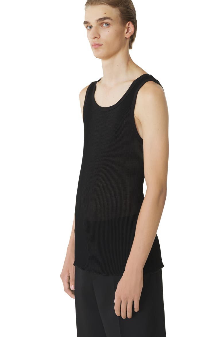 Black Pleated Jersey Tank Top, Alternate, color, Black