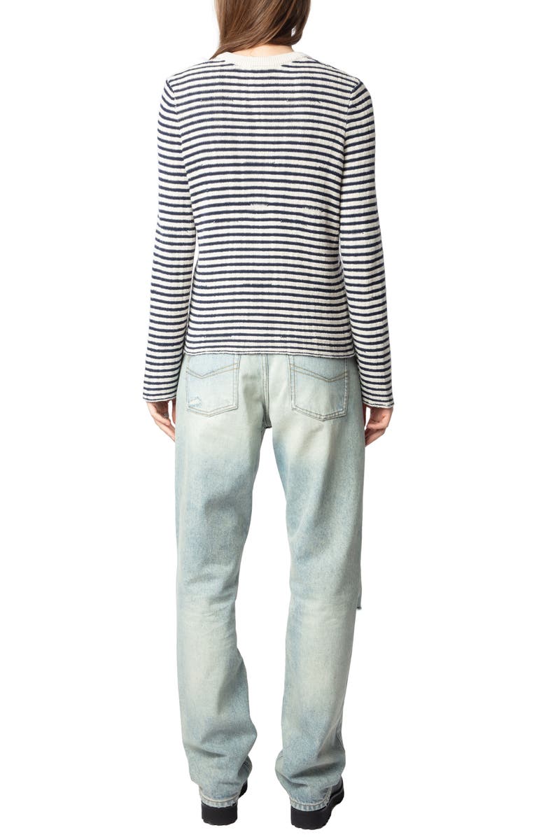 Zadig & Voltaire Mandala Stripe Henley Sweater, Alternate, color, 