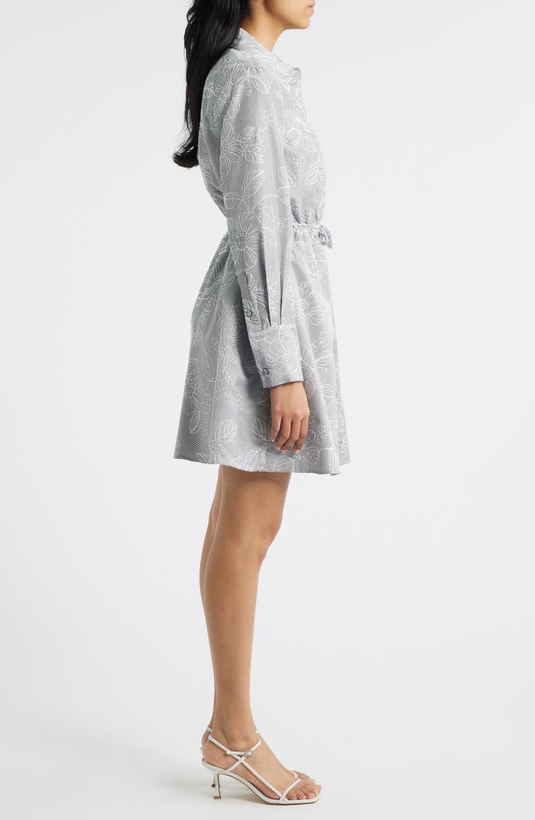 Sam Edelman Floral Long Sleeve Shirtdress, Alternate, color, Grey/ Whtie