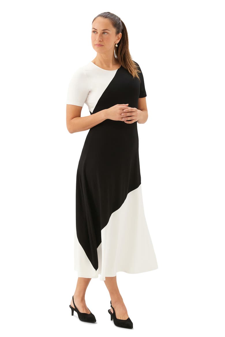 Colorblock Jersey Midi Dress, Alternate, color, WHITE/ BLACK