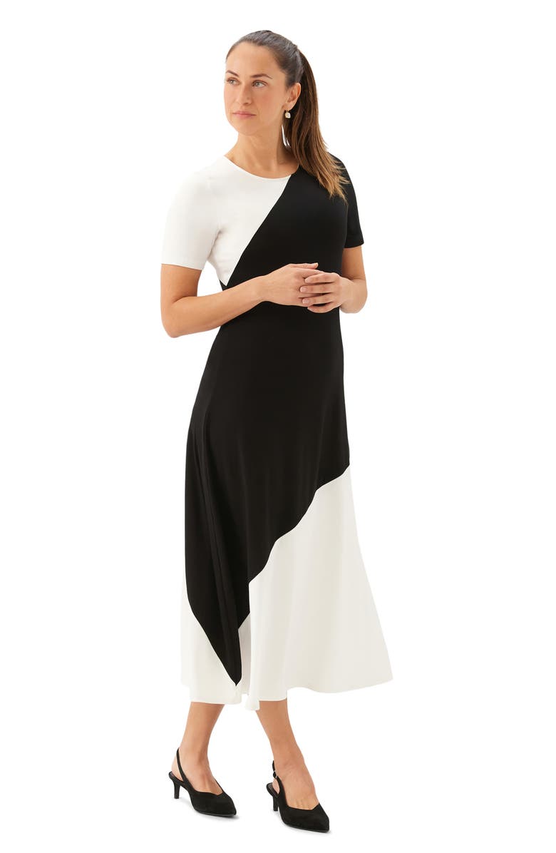 Karen Kane Colorblock Jersey Midi Dress, Alternate, color, White/ Black