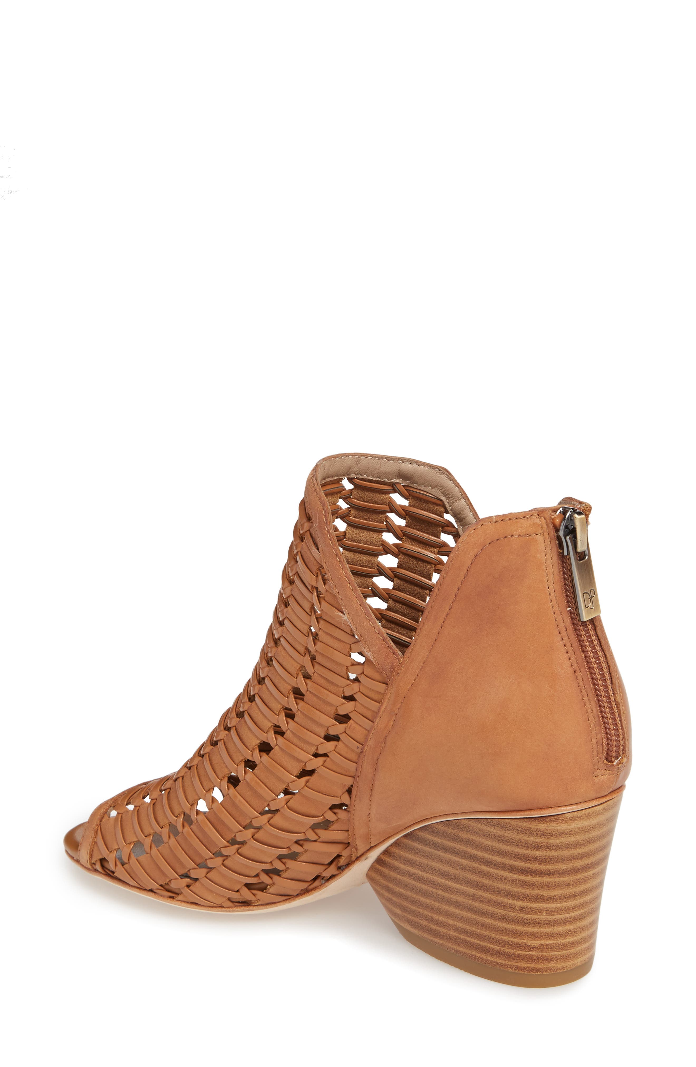 Jacqi Woven Open Toe Bootie, Alternate, color, FAWN LEATHER