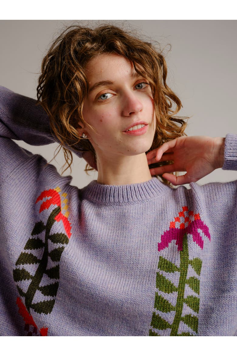Cone Flower Relaxed Fit Sweater, Alternate, color, Lilac