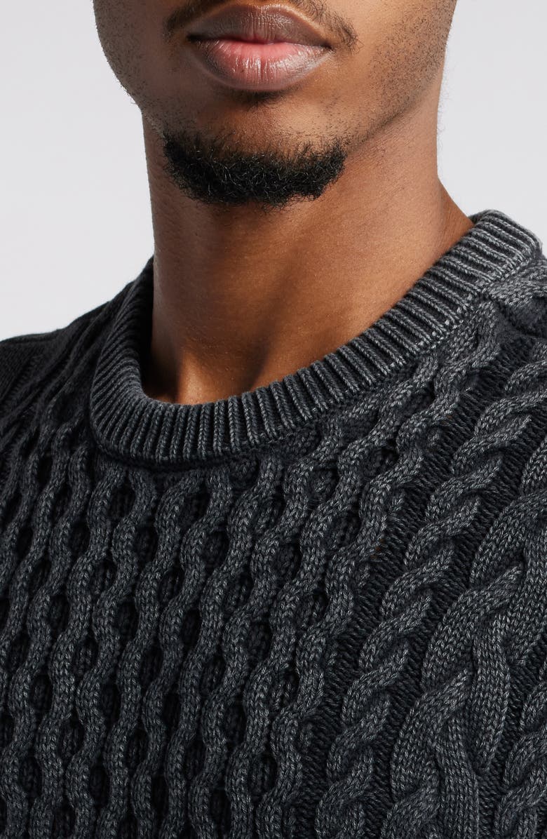 Obey Faded Wash Cable Sweater, Alternate, color, 