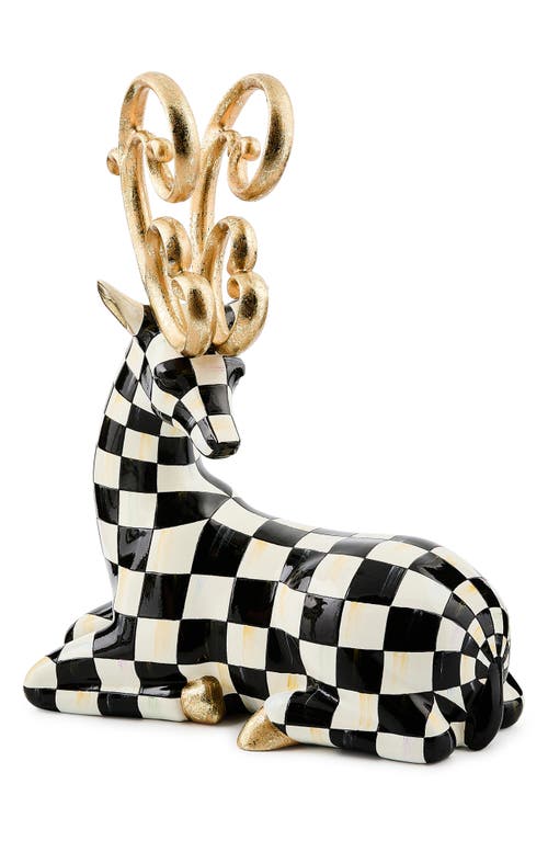 Mackenzie-childs Mackenzie Childs Courtly Check Noel Resting Deer Figurine In Black