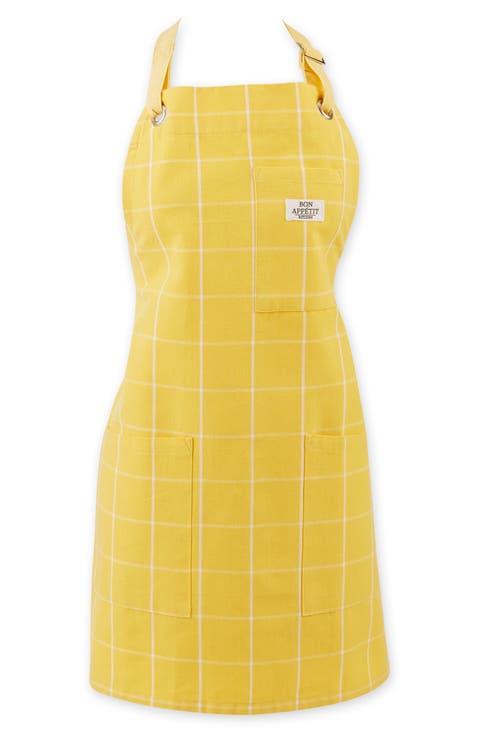 Windowpane Print Cotton Apron