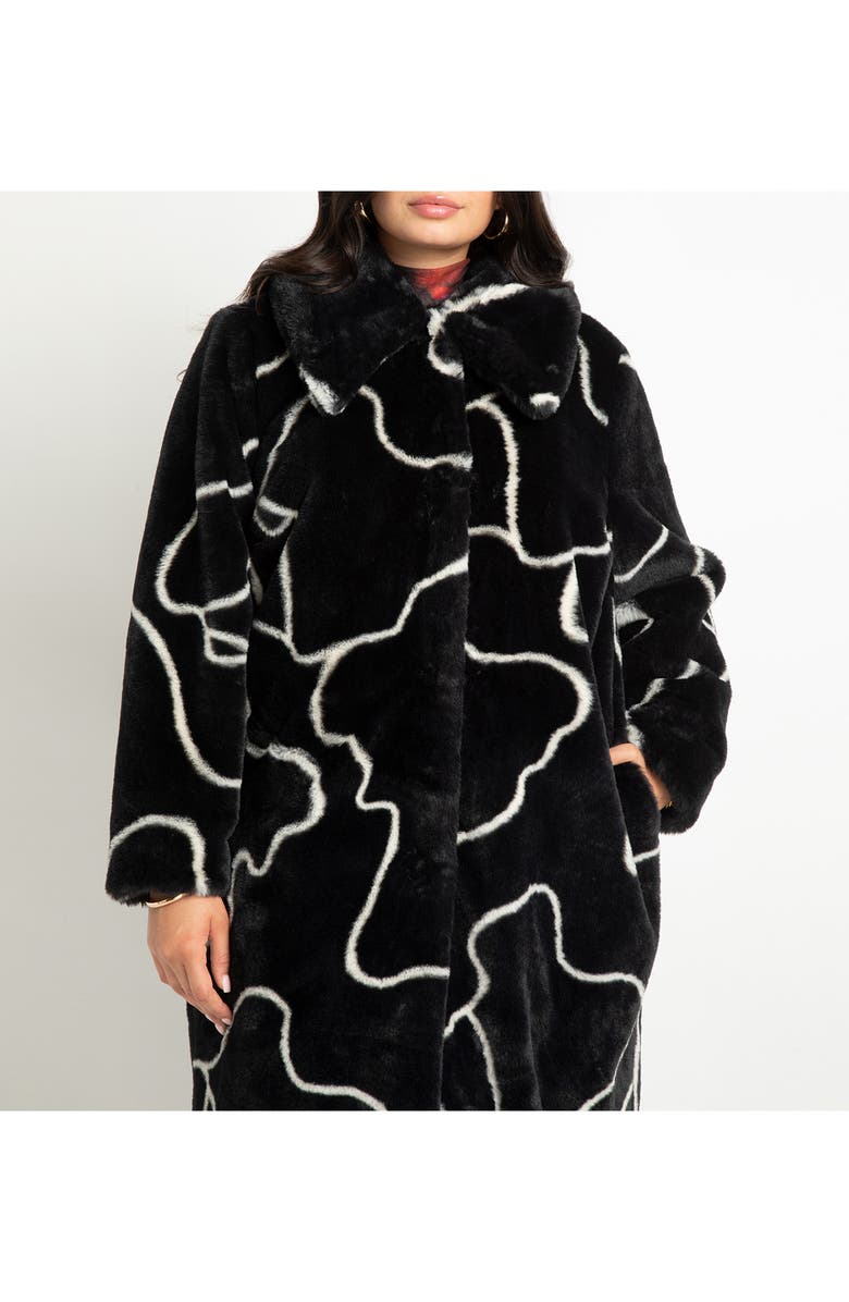 ELOQUII Print Faux Fur Coat, Alternate, color,
